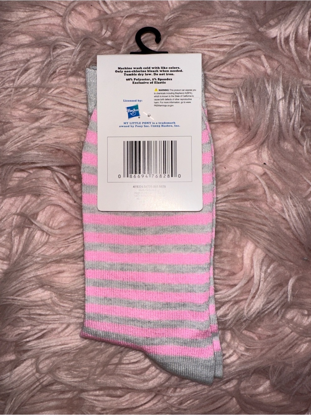 My Little Pony Girls' Pink Stripe Unicorn Socks - Picture 3 of 3